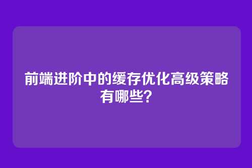 前端进阶中的缓存优化高级策略有哪些？