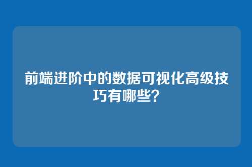 前端进阶中的数据可视化高级技巧有哪些？