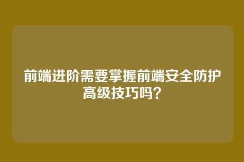 前端进阶需要掌握前端安全防护高级技巧吗？