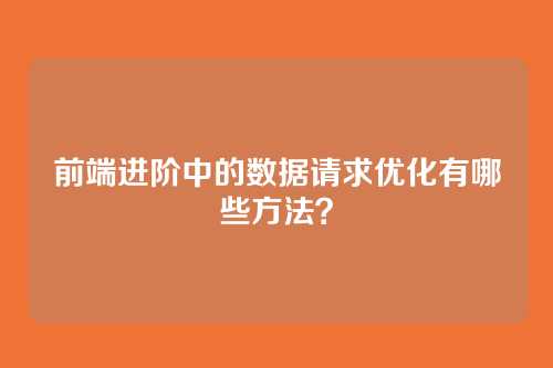 前端进阶中的数据请求优化有哪些方法？