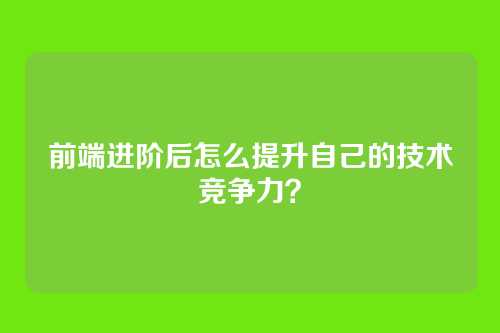前端进阶后怎么提升自己的技术竞争力？