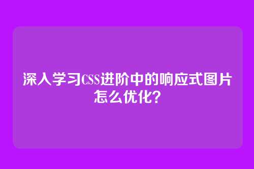 深入学习CSS进阶中的响应式图片怎么优化？