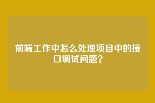前端工作中怎么处理项目中的接口调试问题?