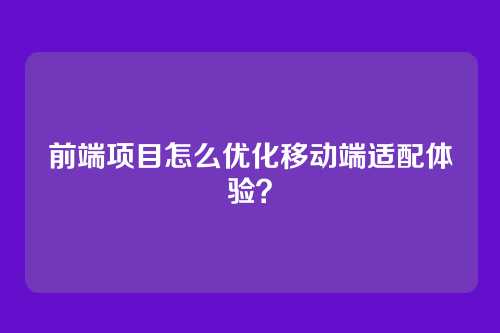 前端项目怎么优化移动端适配体验?