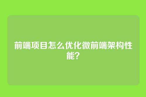 前端项目怎么优化微前端架构性能?