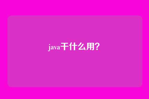 java干什么用？