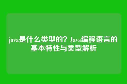 java是什么类型的?Java编程语言的基本特性与类型解析