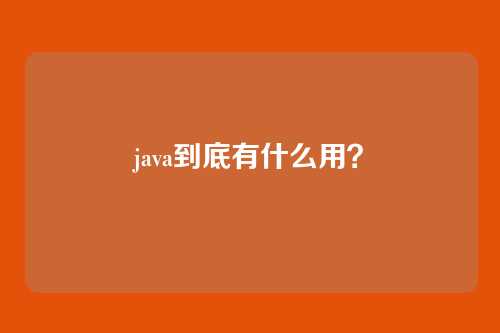 java到底有什么用?