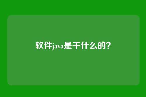 软件java是干什么的?