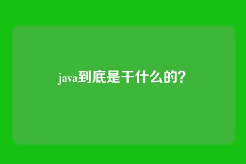 java到底是干什么的?