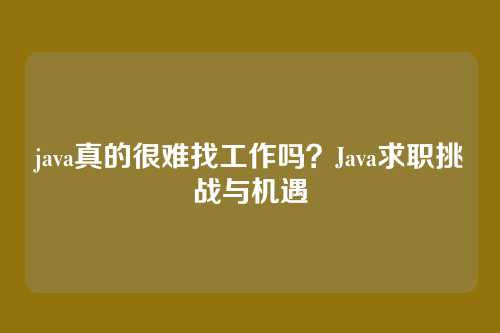 java真的很难找工作吗?Java求职挑战与机遇