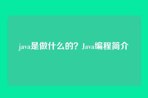 java是做什么的?Java编程简介