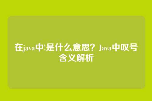 在java中!是什么意思?Java中叹号含义解析