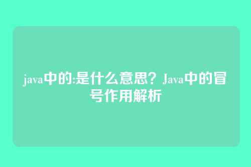 java中的:是什么意思?Java中的冒号作用解析