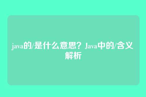 java的/是什么意思？Java中的/含义解析