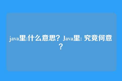 java里:什么意思？Java里: 究竟何意？