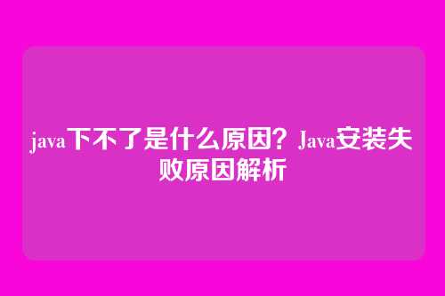 java下不了是什么原因？Java安装失败原因解析