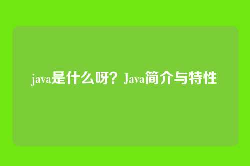 java是什么呀？Java简介与特性