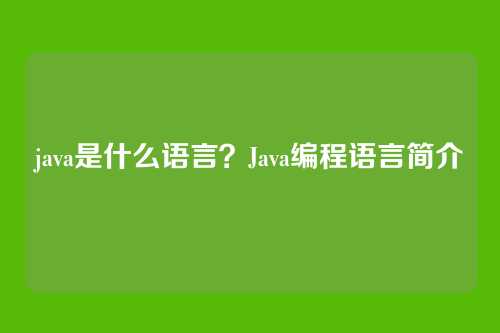 java是什么语言？Java编程语言简介