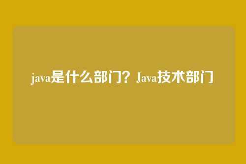 java是什么部门？Java技术部门