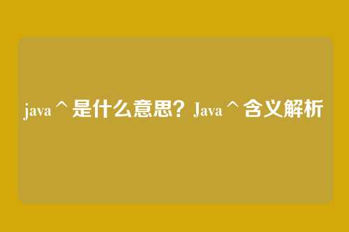 java^是什么意思？Java^含义解析