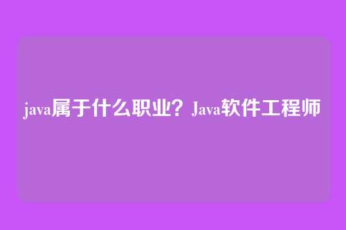 java属于什么职业？Java软件工程师