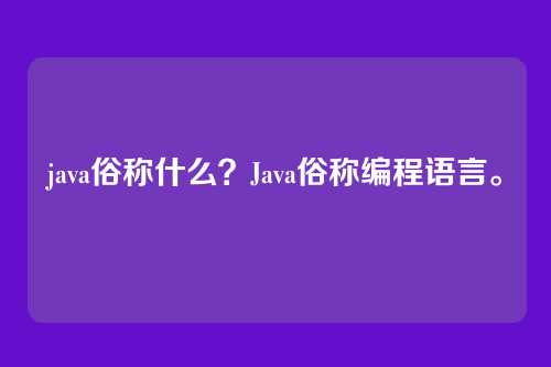 java俗称什么？Java俗称编程语言。