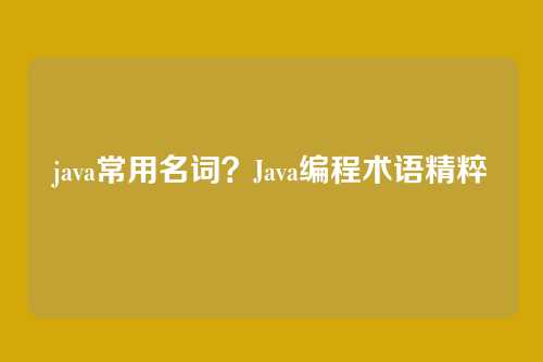 java常用名词？Java编程术语精粹