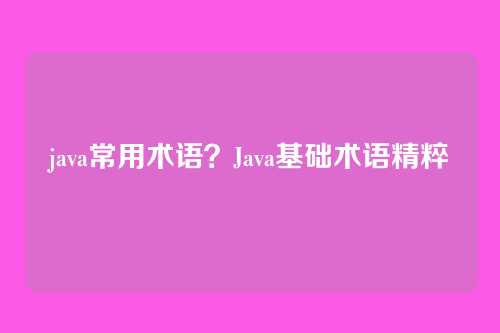 java常用术语？Java基础术语精粹