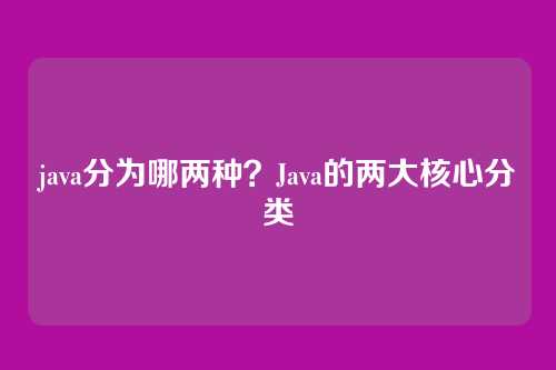 java分为哪两种?Java的两大核心分类