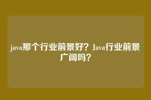 java那个行业前景好?Java行业前景广阔吗?