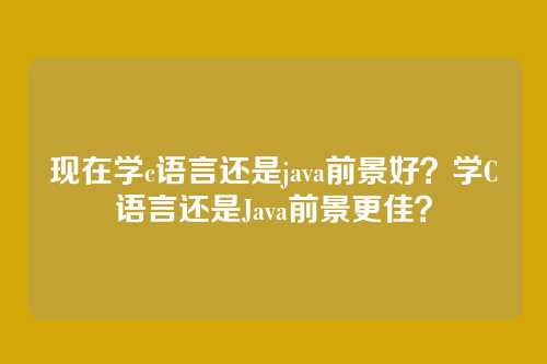现在学c语言还是java前景好?学C语言还是Java前景更佳?