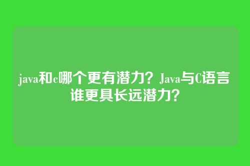 java和c哪个更有潜力?Java与C语言谁更具长远潜力?
