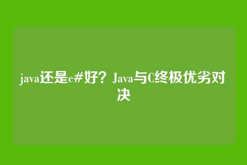 java还是c#好？Java与C终极优劣对决