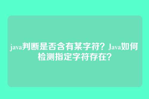 java判断是否含有某字符?Java如何检测指定字符存在?