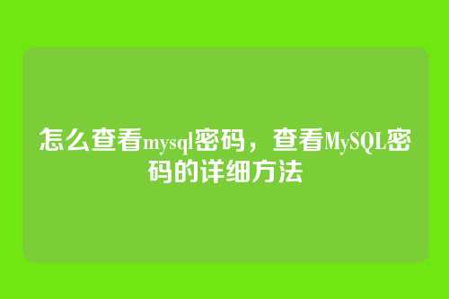 怎么查看mysql密码,查看MySQL密码的详细方法