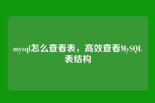 mysql怎么查看表,高效查看MySQL表结构