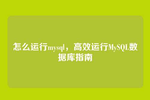 怎么运行mysql,高效运行MySQL数据库指南