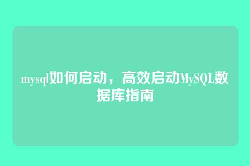 mysql如何启动,高效启动MySQL数据库指南