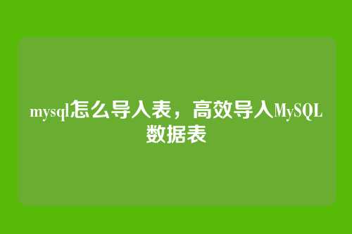 mysql怎么导入表,高效导入MySQL数据表