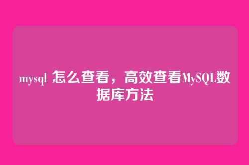 mysql 怎么查看,高效查看MySQL数据库方法