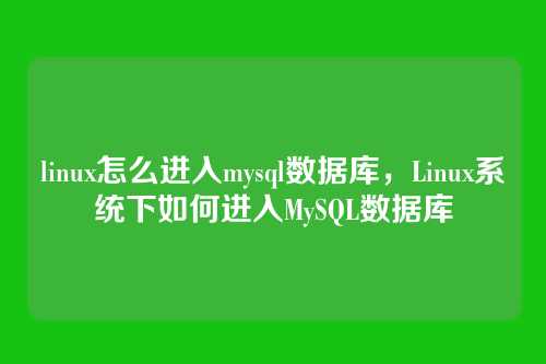 linux怎么进入mysql数据库,Linux系统下如何进入MySQL数据库