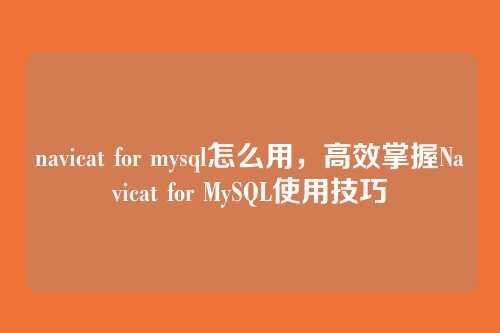 navicat for mysql怎么用,高效掌握Navicat for MySQL使用技巧