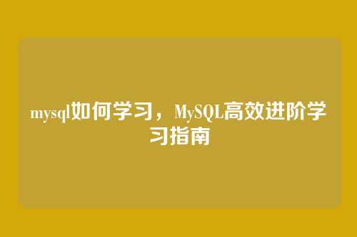 mysql如何学习,MySQL高效进阶学习指南