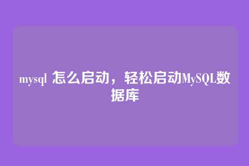 mysql 怎么启动,轻松启动MySQL数据库