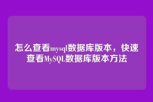 怎么查看mysql数据库版本,快速查看MySQL数据库版本方法