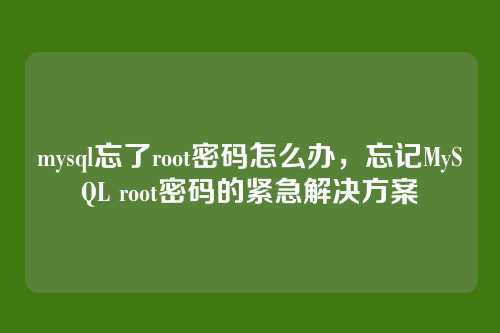 mysql忘了root密码怎么办,忘记MySQL root密码的紧急解决方案