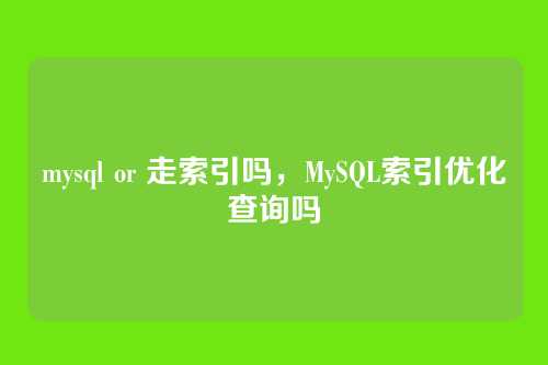 mysql or 走索引吗,MySQL索引优化查询吗