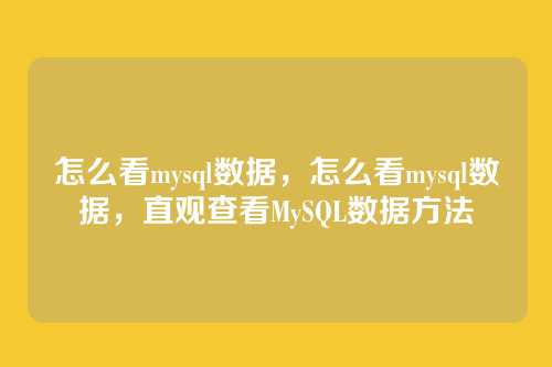 怎么看mysql数据,怎么看mysql数据,直观查看MySQL数据方法