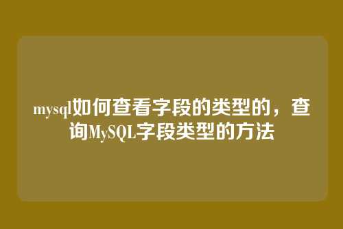 mysql如何查看字段的类型的,查询MySQL字段类型的方法